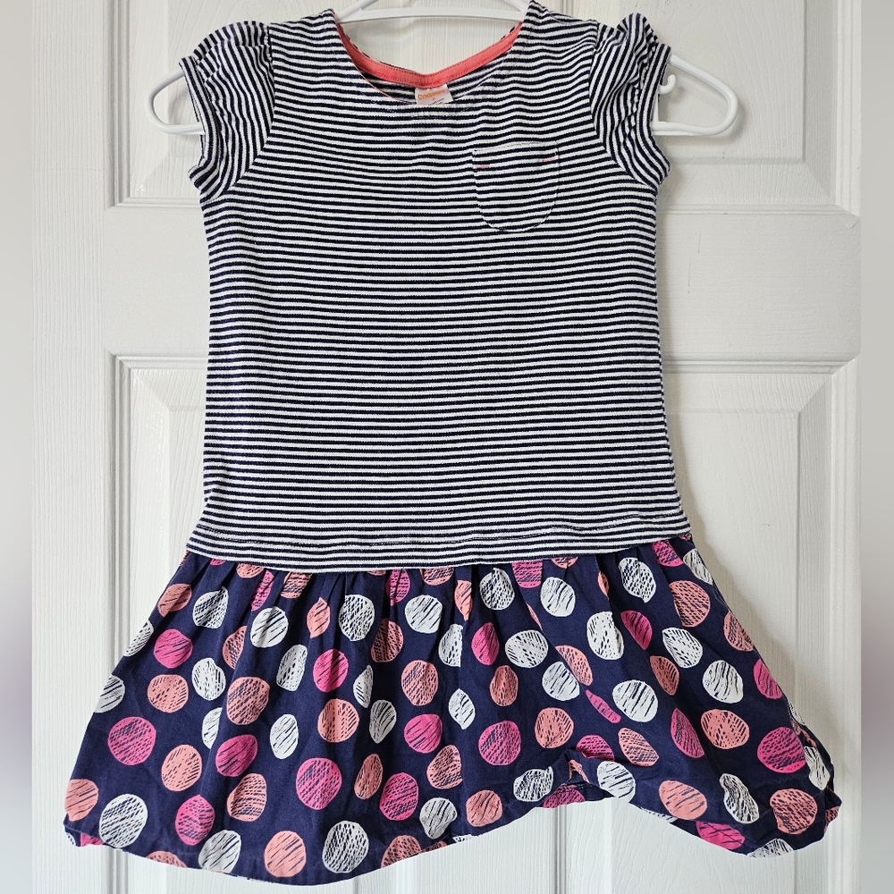 $5 In A Bundle! Size 6 Gymboree Navy  Dress White Stripes And Pink Polkadots